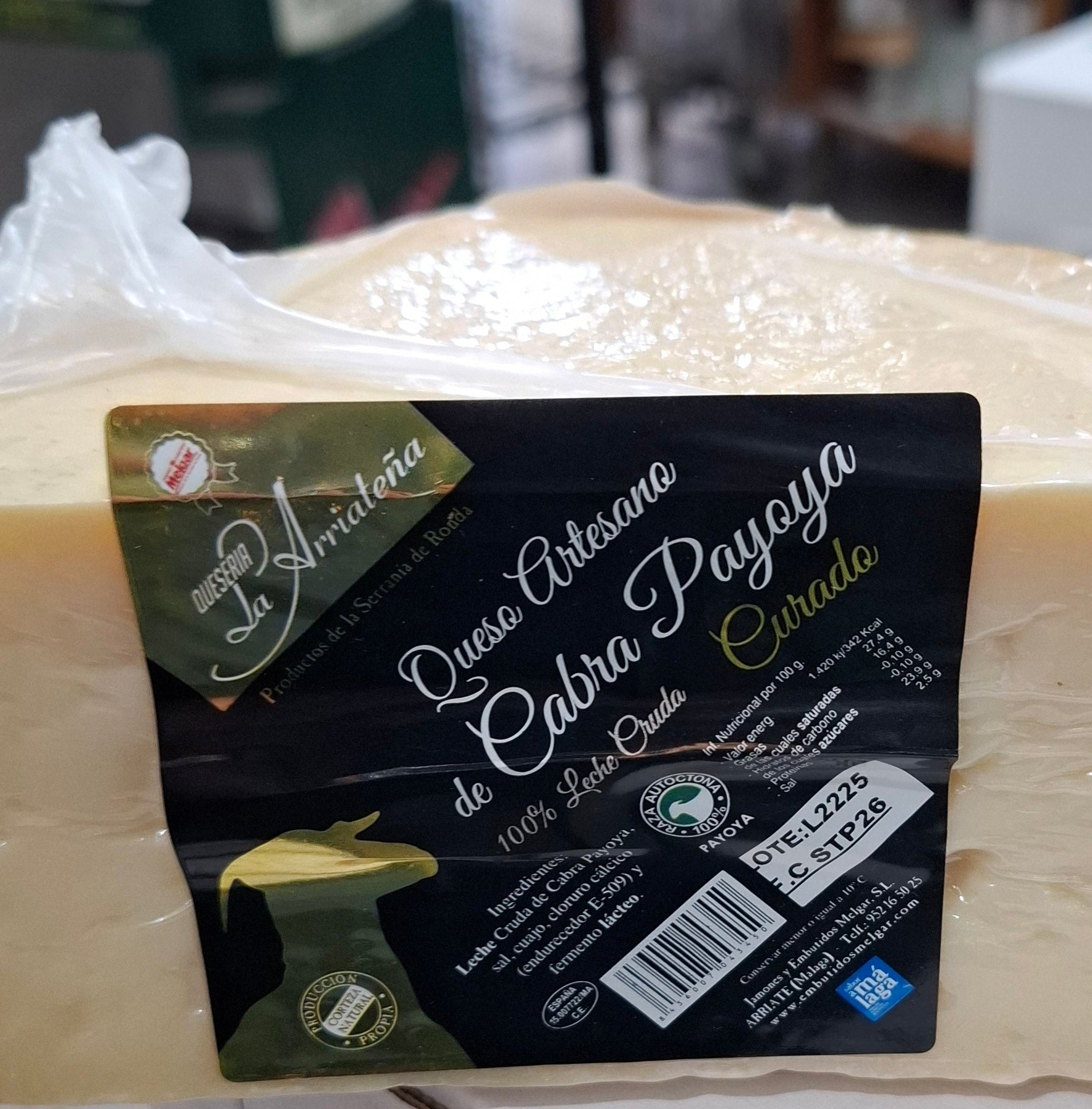 Queso de cabra Payoya «La arriateña» 1/2 pieza de 1 kg/aprox