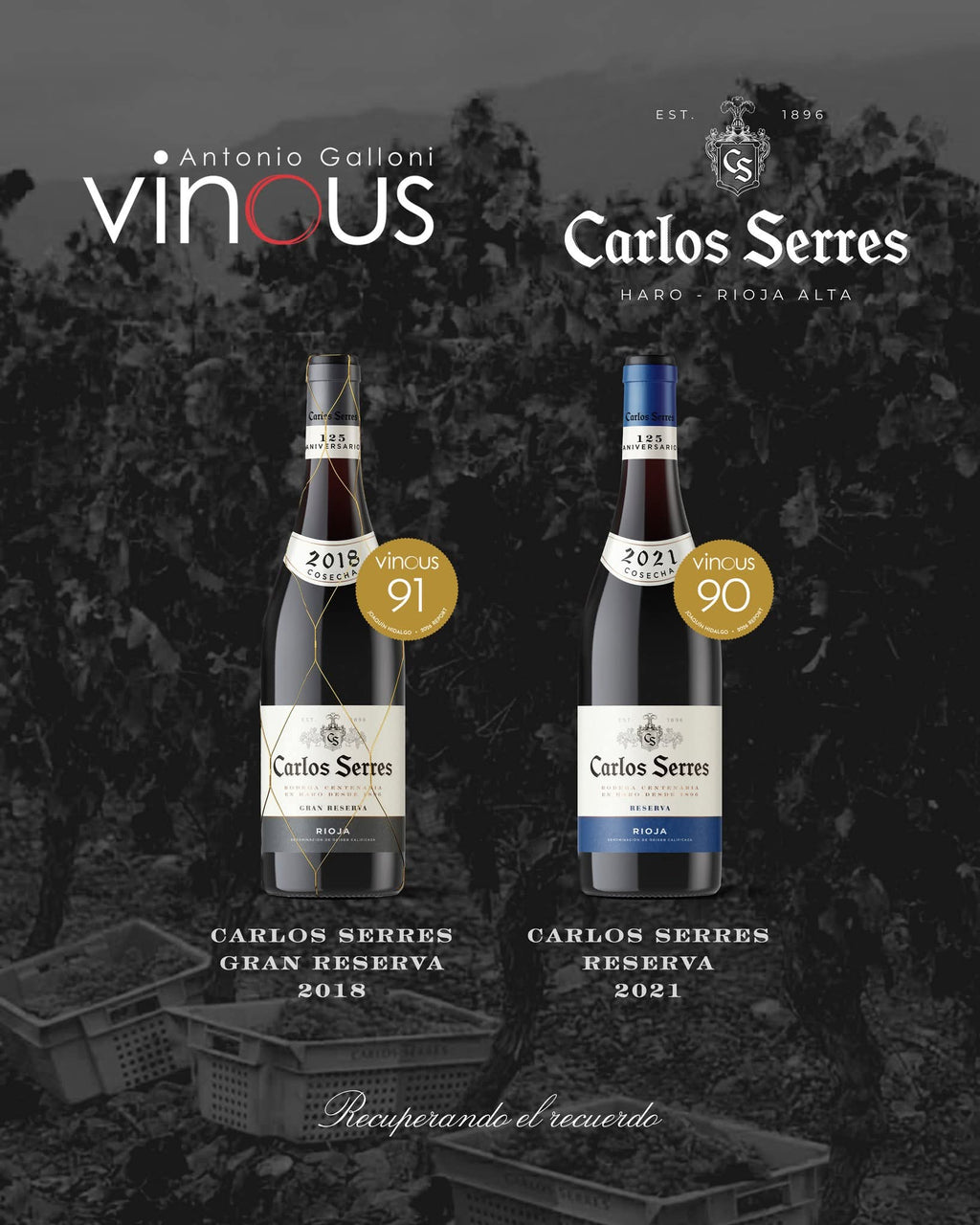 Vino tinto Carlos Serres Reserva Caja de 6 botellas.